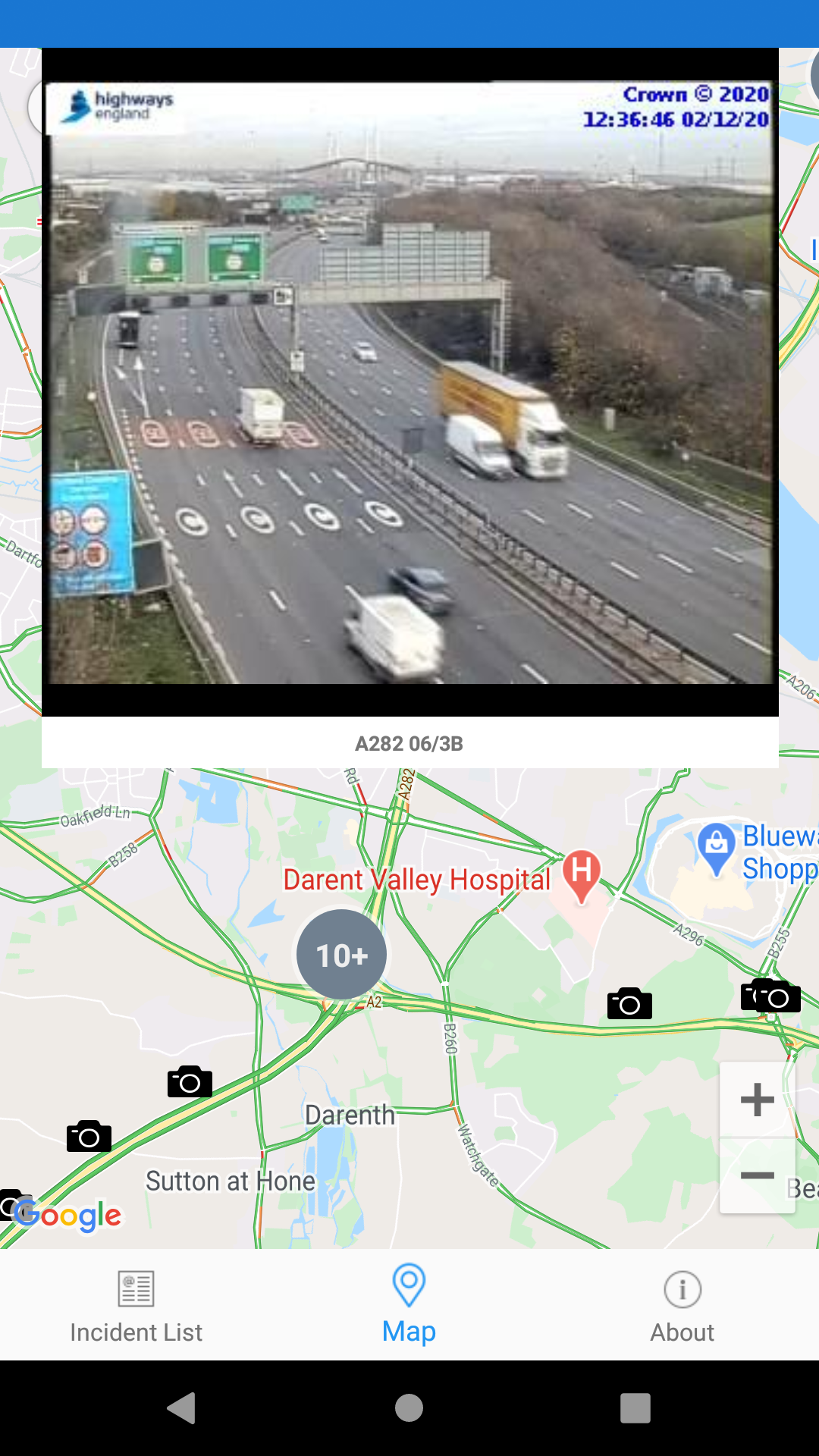 UK Roads Android Traffic App M25 Traffic Camera